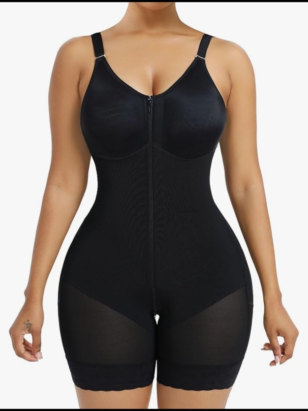 Yianna Sculpting Black Front-Zip Bodysuit Shapewear